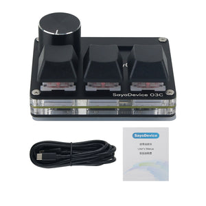 Black 3-Key O3C OSU Rapid Trigger Custom Keyboard Hall Magnetic Axis Gaming Keyboard with 0.96-inch IPS Screen