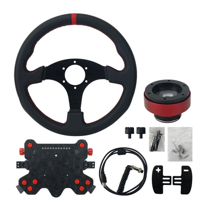 Simplayer Steering Wheel Kit with 13&quot; Steering Wheel Rim + Quick Release + QUFEI H1-K Sim Racing Hub