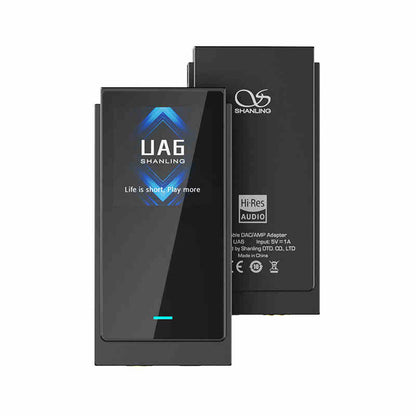 SHANLING Black UA6 Portable Headphone Amplifier Audio Decoder with 1.3-inch Color Screen Support Dual/Quad DAC Mode Switch
