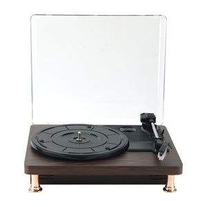 3-Speed Turntable Bluetooth Vinyl Record Player LP Record Player with Speakers and Dust-Proof Cover