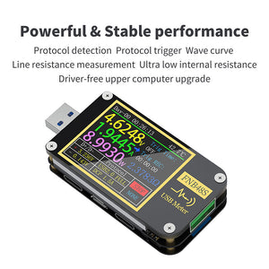 FNB48S PD Trigger USB3.0 Voltmeter Ammeter Multifunctional Fast Charging QC/PD Protocol Tester with Bluetooth Function