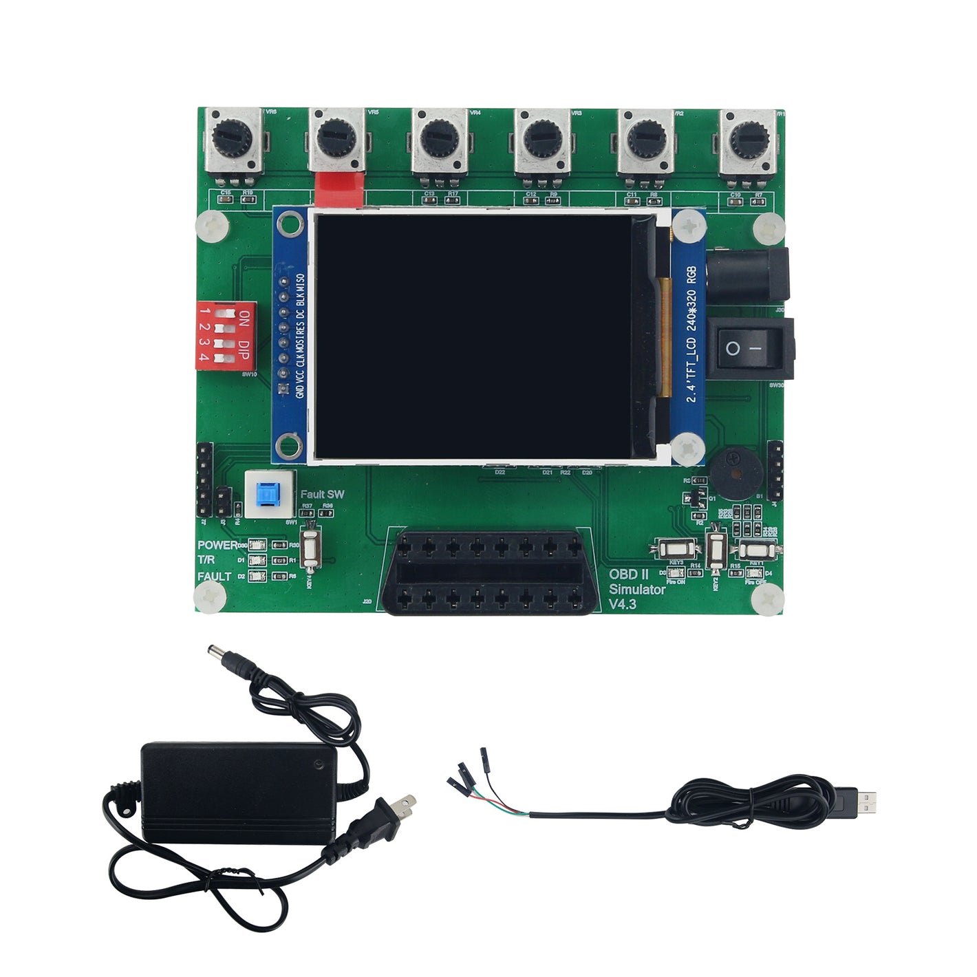 OBD II Simulator ECU Simulator with 2.4" TFT Screen (Values Change Automatically & for J1939 Protocol)