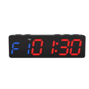 Multi-function Workout Timer Fitness Timer (Black Frame + Blue &amp; Red Display) with 8 Fitness Modes