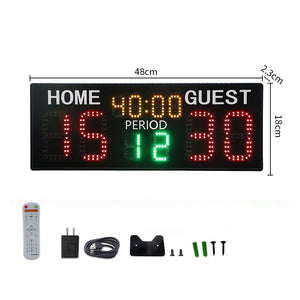A30B 6-digit Portable Scoreboard Electronic Scoreboard (w/ Game Time) for Tennis and Basketball