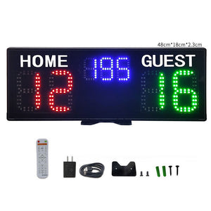 GA30B_7D4_BA 7-digit Portable Scoreboard Electronic Scoreboard with Remote Control for Tennis