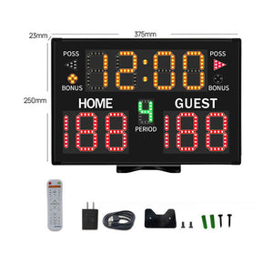 A30B 11-digit Basketball Scoreboard Portable Scoreboard w/ Remote Control for Competition Exercises
