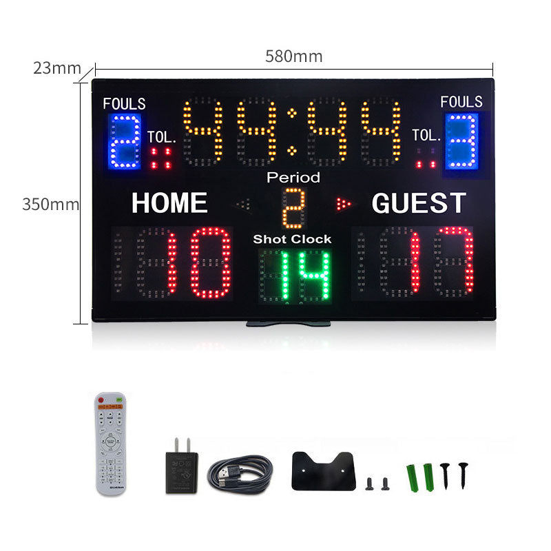 A30B 15-digit Basketball Scoreboard Portable Scoreboard w/ Shot Clock & 8 Modes for Badminton Boxing