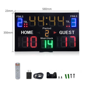 A30B 15-digit Basketball Scoreboard Portable Scoreboard w/ Shot Clock &amp; 8 Modes for Badminton Boxing