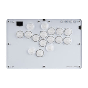 HAUTE PAD T16 Pro V2 White 16-Button Arcade Stick w/ Crystal Low Profile Switches &amp; Chamfered Edges