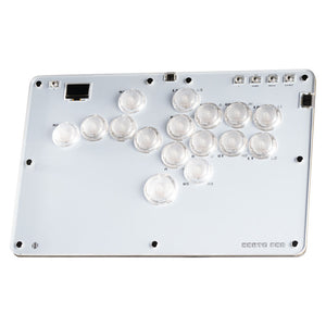 HAUTE PAD R16 16-Button Arcade Stick All Button Arcade Controller (White Acrylic Panel) for Hitbox