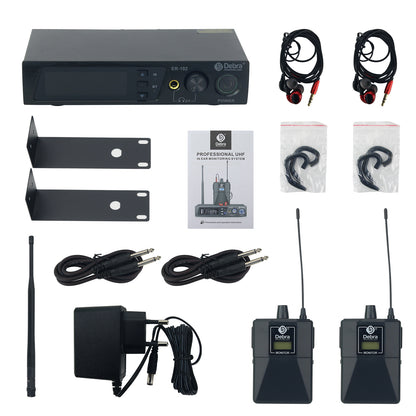 ER-102 Professional Wireless IEM System Bluetooth5.0 UHF 510MHz-580MHz In Ear Monitoring System with 2 Receiver