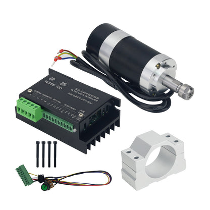 Upgraded 400W 12000RPM Brushless Spindle Motor Air Cooled ER11 Collet Holder with Driver Motor Clamp
