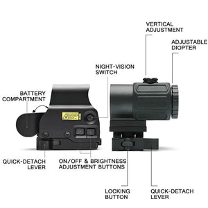 558+G43 Standard Version Holographic Sight with Magnifier Transitioning from 3X to 1X w/ 7mm Spacer