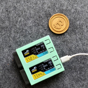 NerdMiner V2 DUO 156KH/s Solo Bitcoin Miner Bitcoin Lottery Miner (Cyan Shell) w/ 2 Fans 2 Screens