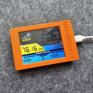 NerdMiner 77KH/s Solo Bitcoin Miner Bitcoin Lottery Miner with 2.8" Screen (Orange 3D-Printed Shell)