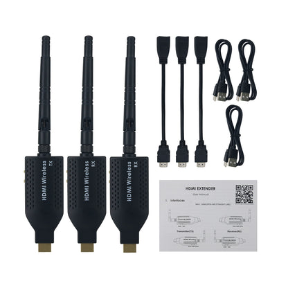 Mini Portable 1080P HDMI-compatible Wireless Projector 150m with 1 Video Transmitter and 2 Receivers