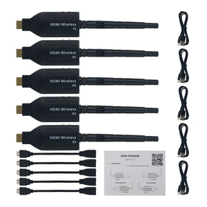 Mini Portable 1080P HDMI-compatible Wireless Projector 150m with 1 Video Transmitter and 4 Receivers