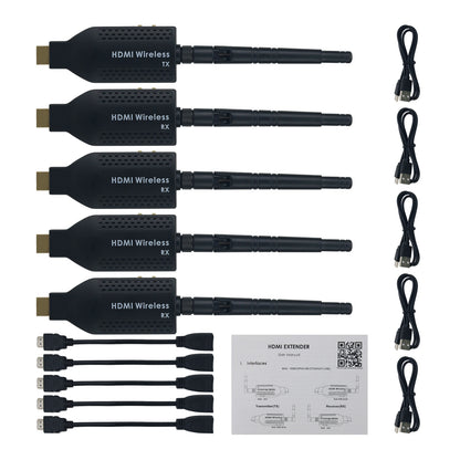 Mini Portable 1080P HDMI-compatible Wireless Projector 150m with 1 Video Transmitter and 4 Receivers