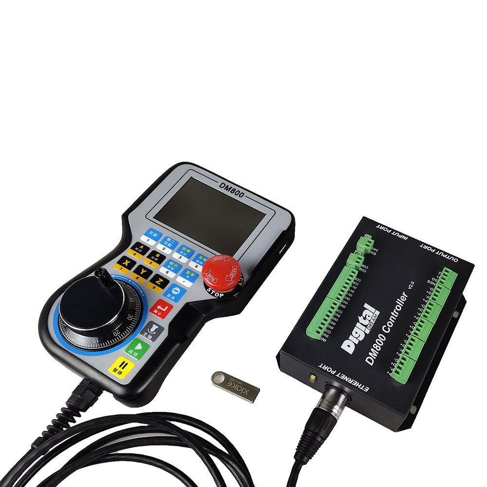 Digital Dream DM800 4-Axis Handheld CNC Controller Built-in MPG 3.8-inch Display Motion Controller with Emergency Stop Button