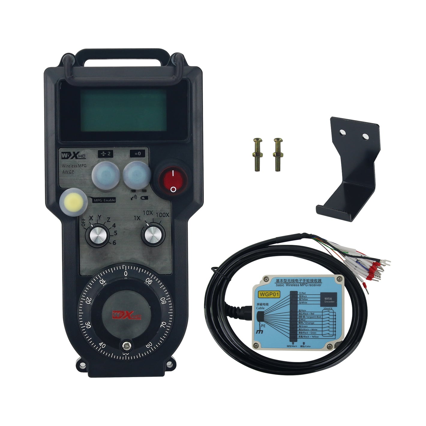 WXHC AWPG 5-Axis CNC Wireless MPG Handwheel 25PPR Manual Pulse Generator with LED Screen for FANUC/Mitsubishi/Siemens/FAGOR