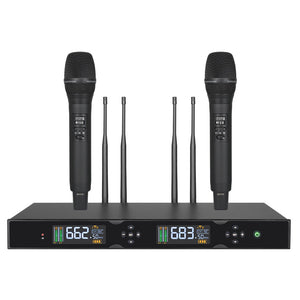 J162 470-960MHz Portable Wireless Microphone One Receiver and Two Microphones FM Dynamic Professional Digital Wireless System