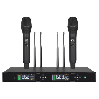 J162 470-960MHz Portable Wireless Microphone One Receiver and Two Microphones FM Dynamic Professional Digital Wireless System