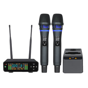 J163 Professional UHF 600-699MHz Wireless Microphone System with Charging Stand for Karaoke Stage Performance