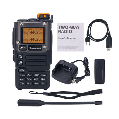 Quansheng UV-K6 5W 5KM Walkie Talkie Handheld Transceiver VHF UHF Radio AM FM + Programming Cable