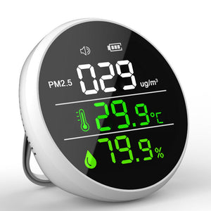 DM1305E 3-in-1 Round Air Quality Monitor 0-2000µg/m³ PM2.5 Monitor for PM2.5 Temperature &amp; Humidity