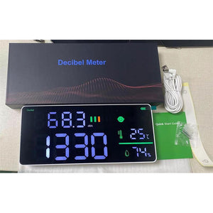 DM165A 4-in-1 Decibel Meter 30-130dB Wall Mount Noise Meter for Noise Temperature (℃) Humidity Time