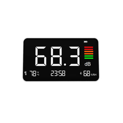 DM219N Desktop Noise Meter 30-130dB Decibel Meter Displays Temperature (℃) Humidity Decibel and Time