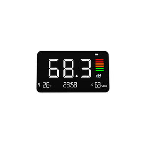 DM219N Desktop Noise Meter 30-130dB Decibel Meter Displays Temperature (℃) Humidity Decibel and Time