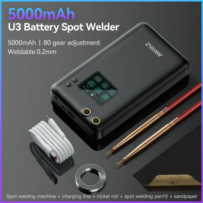 AWithZ U3 5000mAh Portable Spot Welder Home Spot Welding Machine with USB Output and 80 Gears