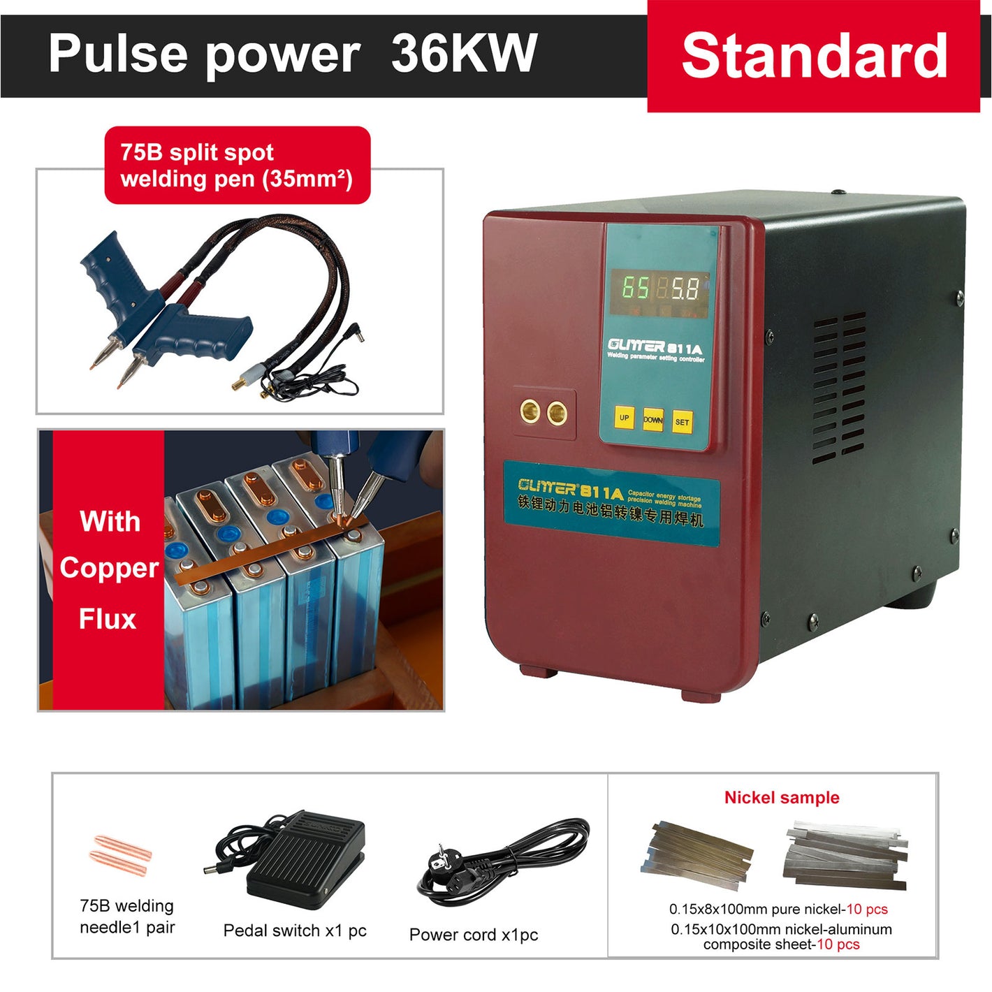GLITTER G811A Industrial Spot-Welding Machine 36KW Designed for Welding Copper Aluminum Nickel Conversion