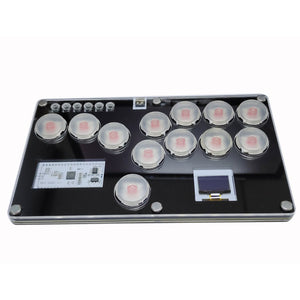 SimPlayer SP2040 12-Button Arcade Stick SOCD Mode w/ Screen (Black Panel Transparent White Keycaps)