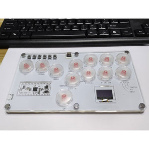 SimPlayer SP2040 12-Button Arcade Stick SOCD Mode w/ Screen (White Panel Transparent White Keycaps)