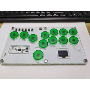 SimPlayer SP2040 12-Button Arcade Stick Fight Stick SOCD Mode w/ Screen (Transparent Green Keycaps)