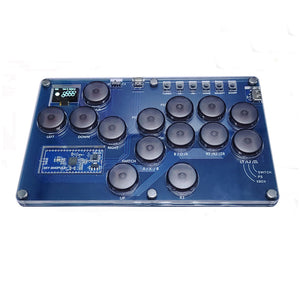 SimPlayer SP2040-14 14-Button Hitbox Arcade Controller with 2 UP Buttons (Transparent Gray Keycaps)