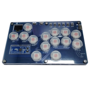 SimPlayer SP2040-14 14-Button Hitbox Arcade Controller with 2 UP Buttons (Transparent White Keycaps)
