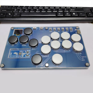 SimPlayer SP2040-14 14-Button Hitbox Controller Arcade Stick w/ 2 UP Buttons (Black + White Keycaps)