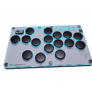 SimPlayer SP2040 M16 16-Button Hitbox Controller SOCD Arcade Stick (White Panel &amp; Black Buttons)