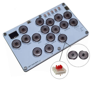 SimPlayer SP2040 M16 16-Button Hitbox Arcade Stick SOCD (White Panel &amp; Transparent Gray Buttons)