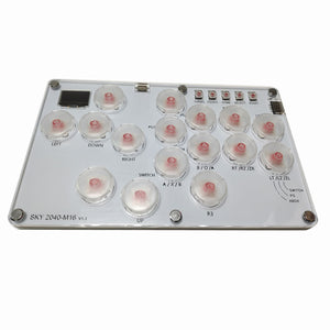 SimPlayer SP2040 M16 16-Button Hitbox Arcade Stick SOCD (White Panel &amp; Transparent White Buttons)