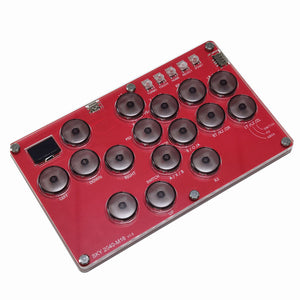SimPlayer SP2040 M16 16-Button Hitbox Controller Arcade Stick (Red Panel &amp; Transparent Gray Buttons)