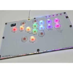 SimPlayer SP2040 16A Large 16-Button Hitbox Controller Arcade Stick (Transparent White Keycaps)