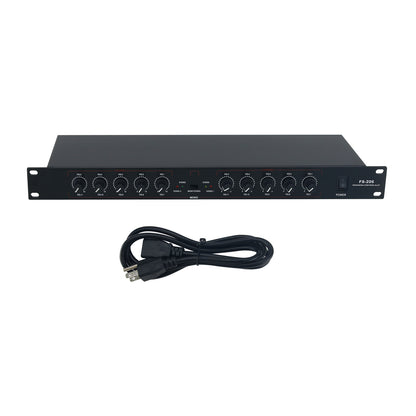 FS-206 Professional Stereo Mono 2 In 10 Out Audio Distributor Stage Performance Audio Splitter 110-220V