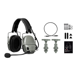FCS AMP Digital Pickup Tactical Headset Noise Cancelling Headset (Gray-green Standard Configuration)