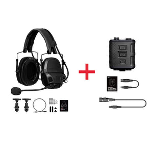 FCS AMP Tactical Headset Noise Cancelling Headset (Black &amp; Standard Configuration) + V60 PTT Set