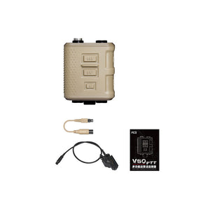 FCS V60 PTT Adapter (Tan with Cable for Motorola XTS Series) for Tactical Headset &amp; 2 Walkie Talkies