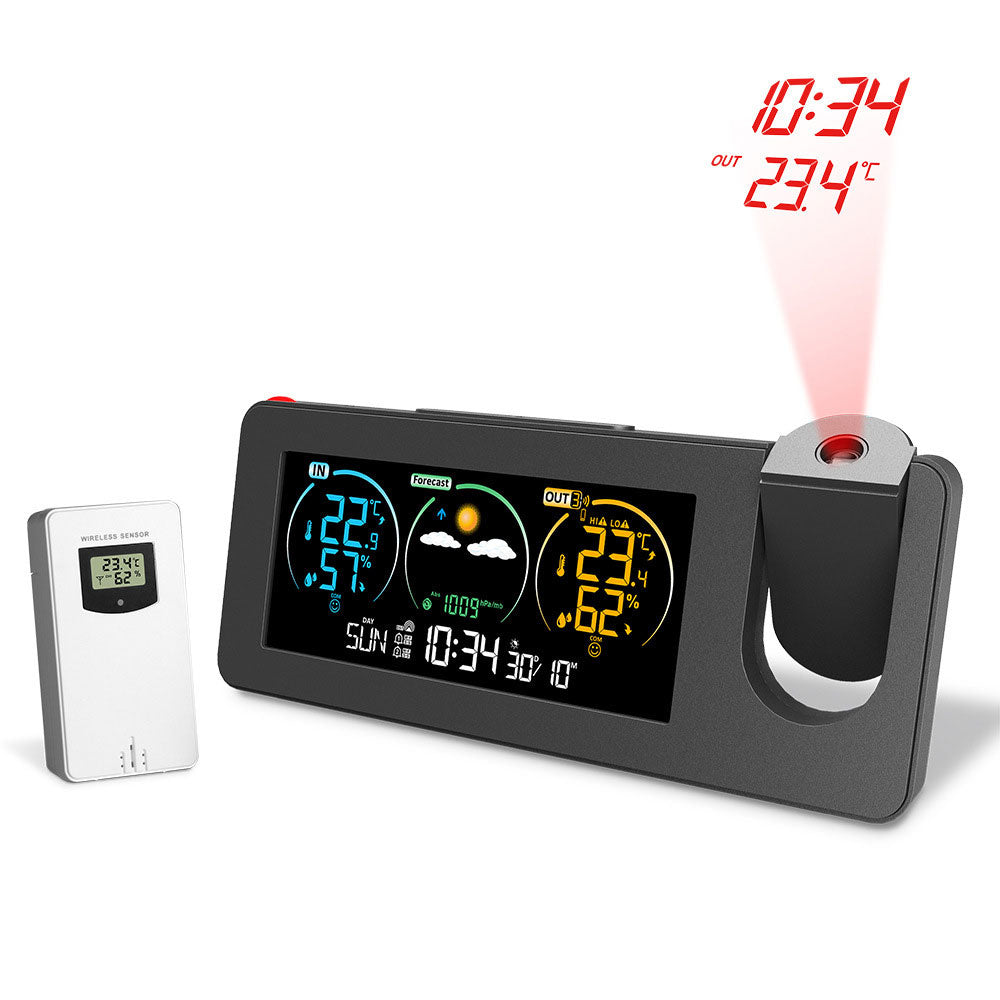 ZX3538 Projection Clock Weather Station with Time and Temperature Projection and Dual Alarm Clocks